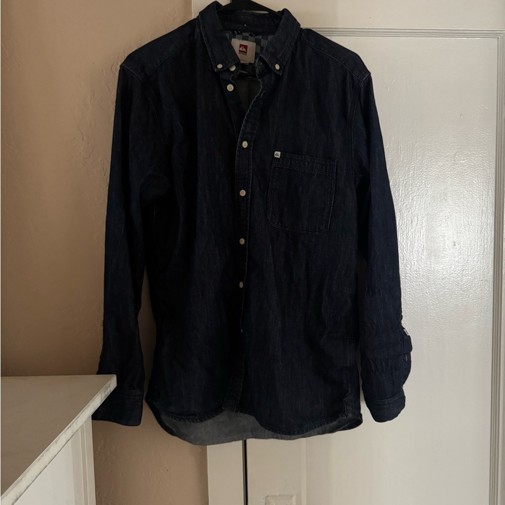 Quiksilver Dark Navy Button-Down Denim Shirt